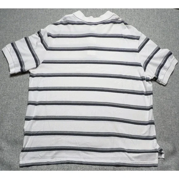 Cremieux Classics Polo Shirt Men's Size XL White with Black and Grey Stripes EUC - Picture 2 of 9